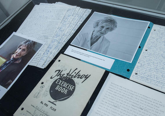 The Alice Munro archives at UCalgary, featuring pictures of Ms. Munro and her handwritten notebooks