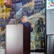 Dr. Maureen Hiebert at podium