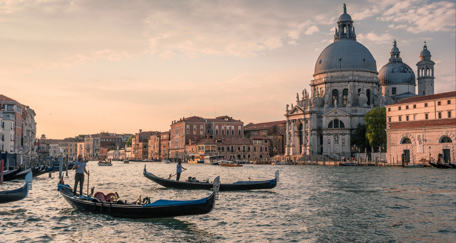 Boats in a canal in Venice