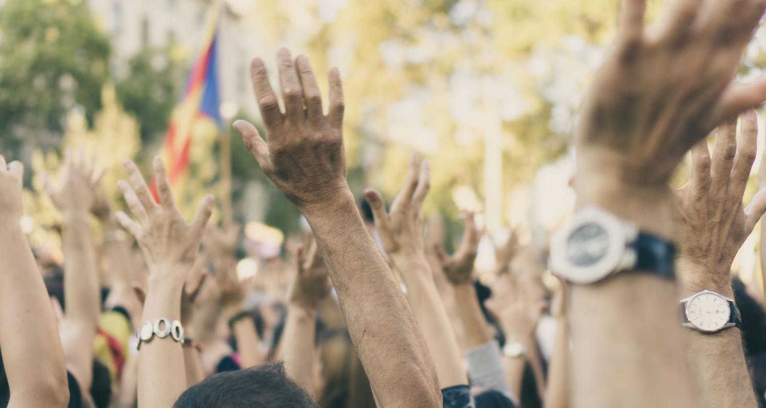 Hands up at a protest