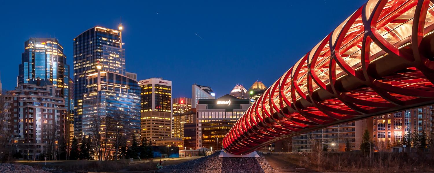 Peace bridge at night