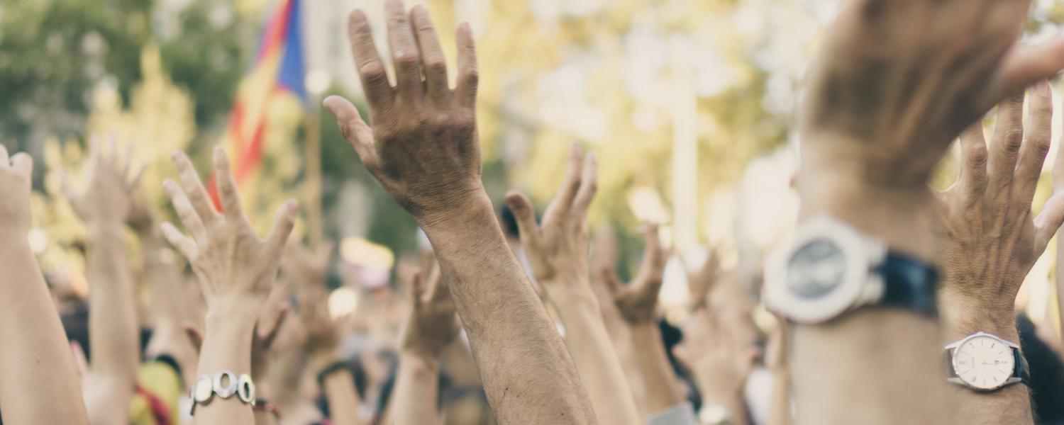 Hands up at a protest