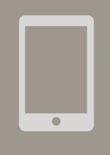 White phone icon on a grey background