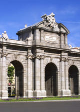 Puerta de Alcala (Alcala Gate) in Madrid, Spain, Stock image