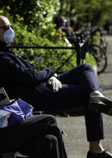 Elderly people sitting on a bench