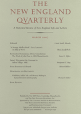 Journal cover: "New England Quarterly" 94.1. March 2021