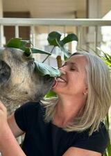 Portrait of Myriam with her dog