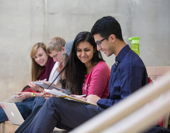Students talk on campus