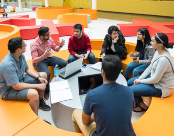 Students sitting around studying