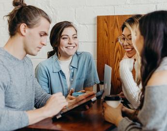 students chatting