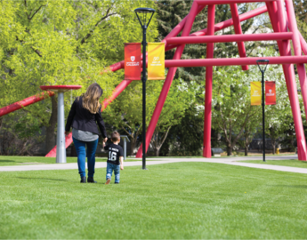 mom and kid walking together